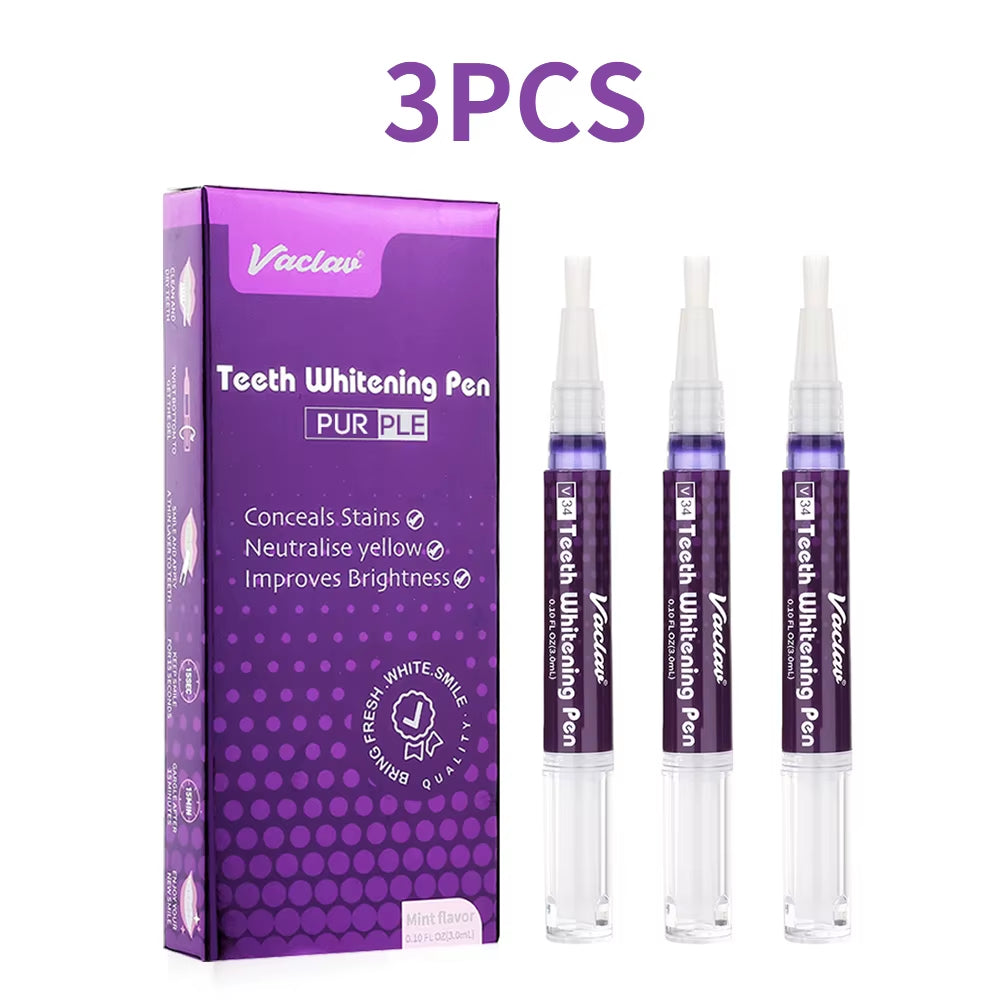 Transform Your Smile with V34 Purple Teeth Whitening Gel Pen - Instant Stain Removal & Color Restoration