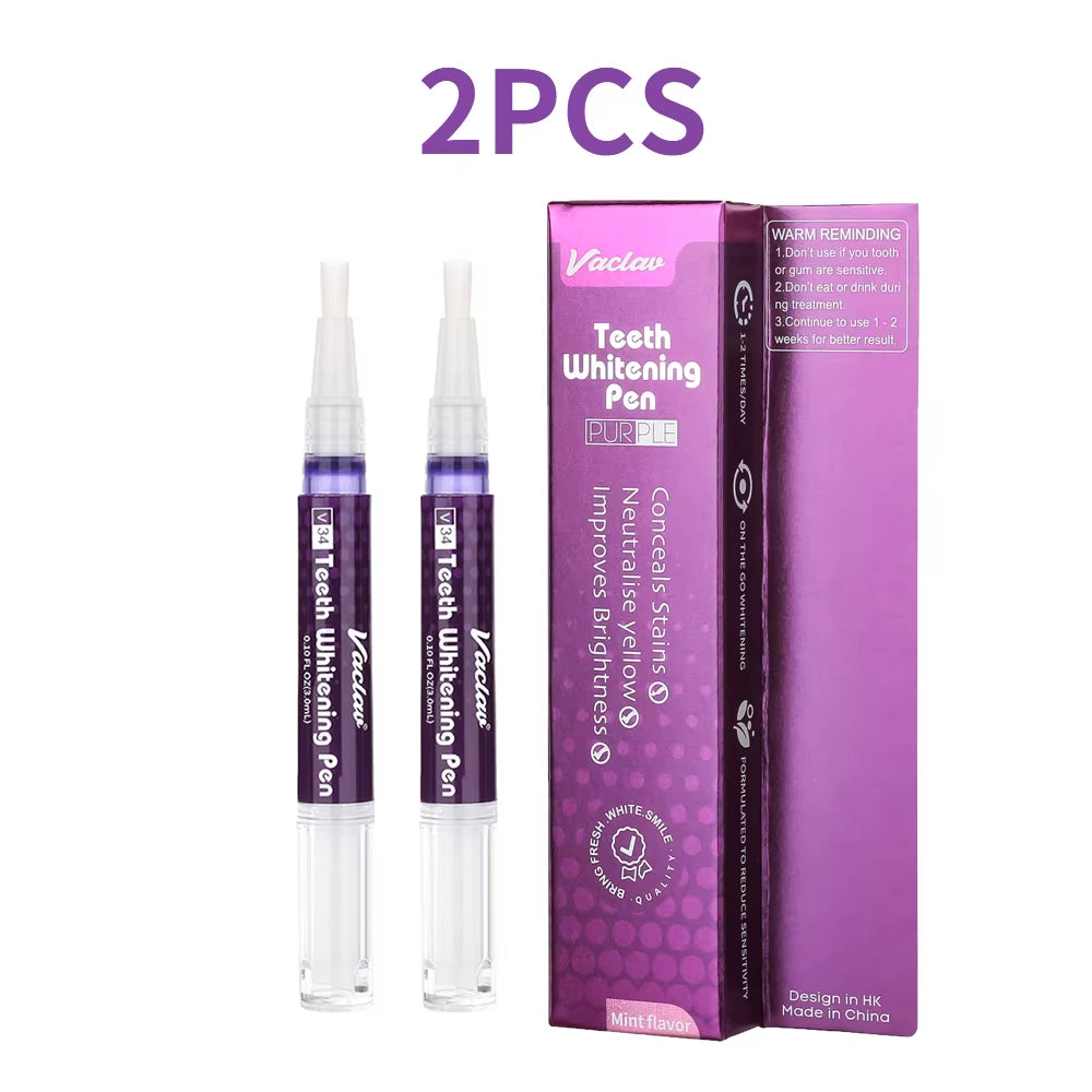 Transform Your Smile with V34 Purple Teeth Whitening Gel Pen - Instant Stain Removal & Color Restoration