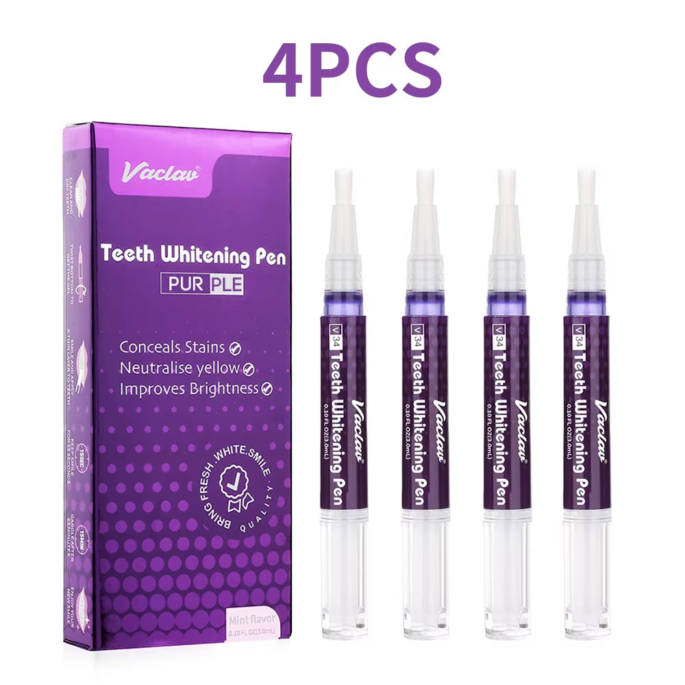 Transform Your Smile with V34 Purple Teeth Whitening Gel Pen - Instant Stain Removal & Color Restoration