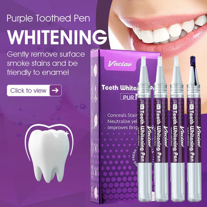 Transform Your Smile with V34 Purple Teeth Whitening Gel Pen - Instant Stain Removal & Color Restoration