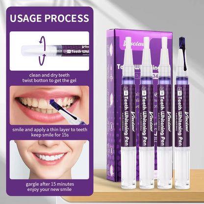 Transform Your Smile with V34 Purple Teeth Whitening Gel Pen - Instant Stain Removal & Color Restoration